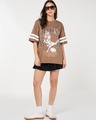 Shop Women's Mocha Mousse Brown Graphic Printed Oversized T-shirt