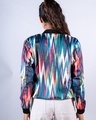 Shop Women's Blue Abstract Printed Velvet Bomber Jacket-Full