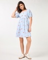 Shop Women's Blue All Over Printed Flared Dress-Full