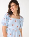 Shop Women's Blue All Over Printed Flared Dress