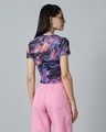 Shop Women's Blue & Orange All Over Printed Slim Fit Short Top-Design