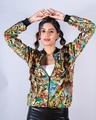 Shop Women's Multicolor Graphic Printed Velvet Bomber Jacket-Design