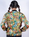 Shop Women's Multicolor Graphic Printed Velvet Bomber Jacket-Full