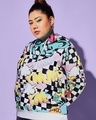 Shop Women's Multicolor Graphic Printed Plus Size Hooded Sweatshirt-Design