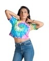 Shop Women's Multicolor Tie & Dye Loose Comfort Fit Crop T-shirt-Front