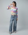 Shop Women's Multicolor Tie & Dye Slim Fit Short Top-Full