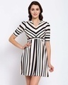 Shop Women's Multicoloured Striped Fit And Flare Dress-Front