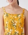 Shop Women's Mustard Floral Print Pleated Dress-Full