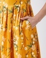 Shop Women's Mustard Floral Print Pleated Dress