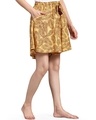 Shop Women's Mustard Yellow Leaf Printed Loose Comfort Fit Skorts-Design