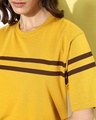 Shop Women's Mustard Yellow Striped Oversized T-shirt