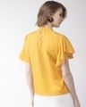 Shop Women's Mustard Yellow & White Polk Dot Print Top-Design