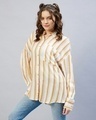Shop Women's Mustard Yellow & White Striped Oversized Shirt-Design