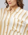 Shop Women's Mustard Yellow & White Striped Oversized Shirt