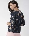 Shop Women's Navy Blue & Beige Printed Top-Design