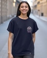 Shop Women's Navy Blue Believe Graphic Printed Boyfriend T-shirt-Front