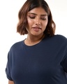 Shop Women's Navy Blue Boyfriend Plus Size T-shirt