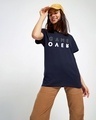 Shop Women's Blue Game Over Minimal Graphic Printed Boyfriend T-shirt-Front