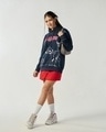 Shop Women's Navy Blue Graphic Printed Oversized Hoodies