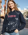 Shop Women's Navy Blue Graphic Printed Oversized Hoodies-Front