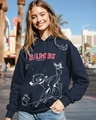 Shop Women's Navy Blue Graphic Printed Oversized Hoodies-Front