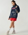 Shop Women's Navy Blue Graphic Printed Oversized Plus Size Hoodies-Full