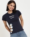 Shop Women's Navy Blue Mischief Mind (DL) Slim Fit T-shirt-Front