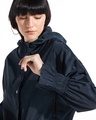 Shop Women's Navy Blue Oversized Hooded Windcheater Jacket