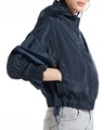 Shop Women's Navy Blue Oversized Hooded Windcheater Jacket