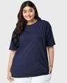Shop Women's Navy Blue Plus Size Oversized T-shirt-Front