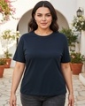 Shop Women's Navy Blue Plus Size T-Shirt-Front