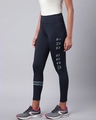 Shop Women's Navy Blue Rapid Dry Solid Cropped Training Tights-Design