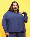 Shop Women's Navy Blue Relaxed Fit Plus Size Shirt-Front