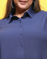 Shop Women's Navy Blue Relaxed Fit Plus Size Shirt