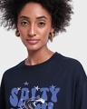 Shop Women's Navy Blue Salty Soul Typography Oversized T-shirt
