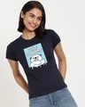 Shop Women's Navy Blue Save Our Home Polar Bear Home Slim Fit T-shirt-Front