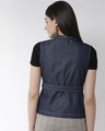 Shop Women's Navy Blue Solid Asymmetric Closure Open Front Jacket-Design