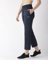 Shop WoMen's Navy Blue Solid Cropped Track Pants-Design