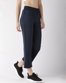 Shop WoMen's Navy Blue Solid Cropped Track Pants-Full