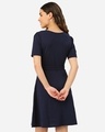 Shop Women's Navy Blue Solid Fit And Flare Dress-Design