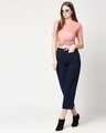 Shop Women's Navy Blue Straight Fit High Rise Jeans