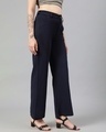 Shop Women's Navy Blue Straight Fit Trousers-Design