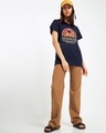 Shop Women's Navy Blue Stranger Things Logo Splatter Graphic Printed Boyfriend T-shirt-Full