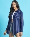 Shop Women's Navy Blue Striped Oversized Shirt-Design