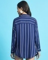 Shop Women's Navy Blue Striped Oversized Shirt-Full