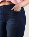 Shop Women's Navy Blue Washed Slim Fit Plus Size Jeans