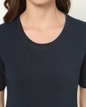 Shop Women's Navy Elbow Sleeve Scoop Neck T-shirt