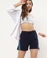 Shop Women's Navy Side Binding Shorts-Front