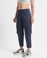 Shop Women's Blue Tapered Cargo Pants-Design
