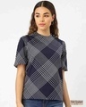 Shop Women's Navy & White Checked Top-Front